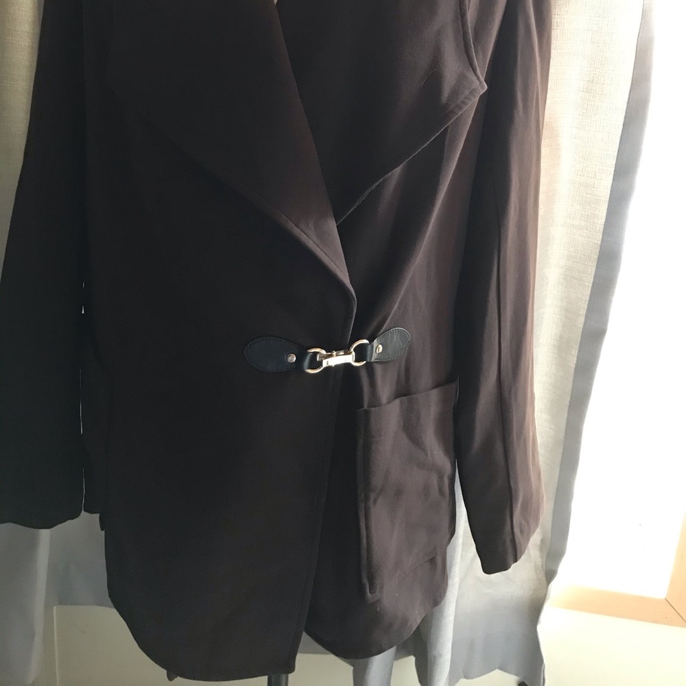 Chicos Brown Stretch Knit Blazer Toggle Closure